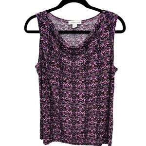 Coldwater Creek Sleeveless Slinky Knit Black Purple Top Size Small